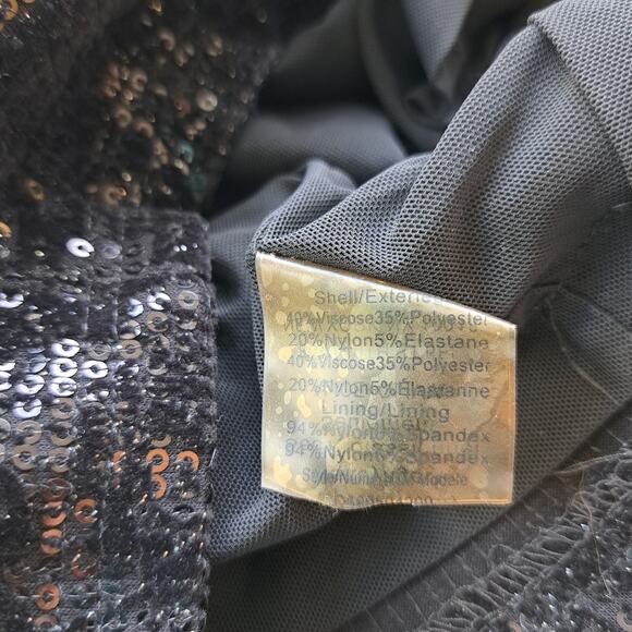 Alice + Olivia Black Sequin & Velvet Mini Dress Size XS Open Back Party Glam - Picture 4 of 13